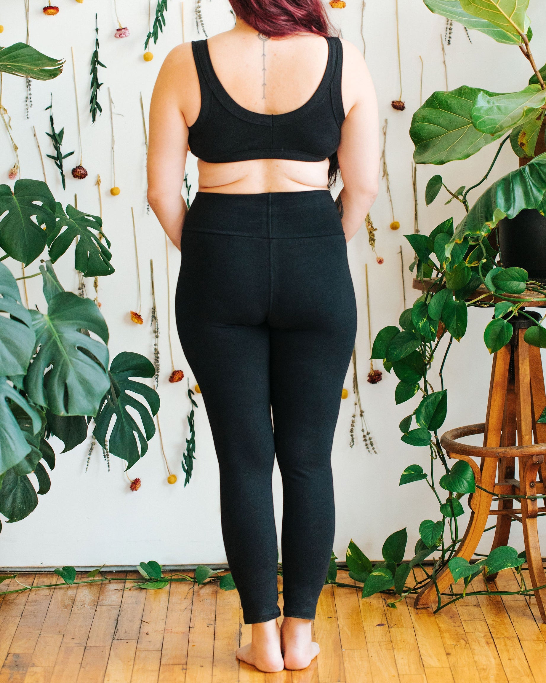 High Rise Ankle Leggings Plain Black