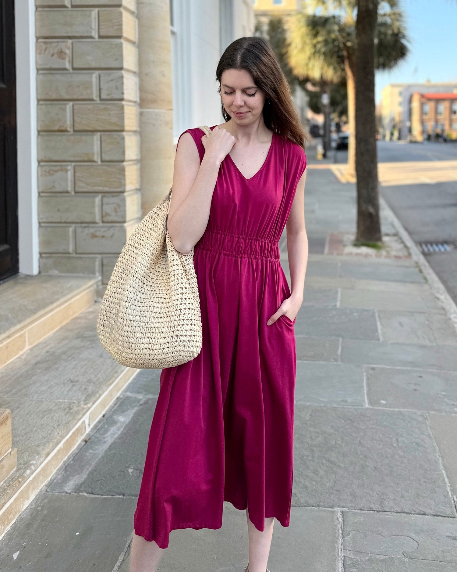 HAMPTON dress in Garnet Pink