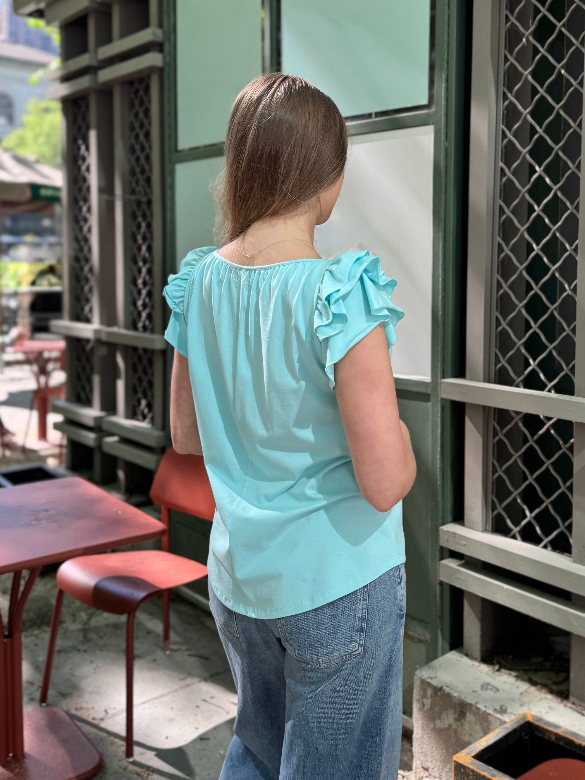 LILOU top in Crisp Aqua