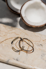 Gold Beaded Necklace and Bracelet Set
