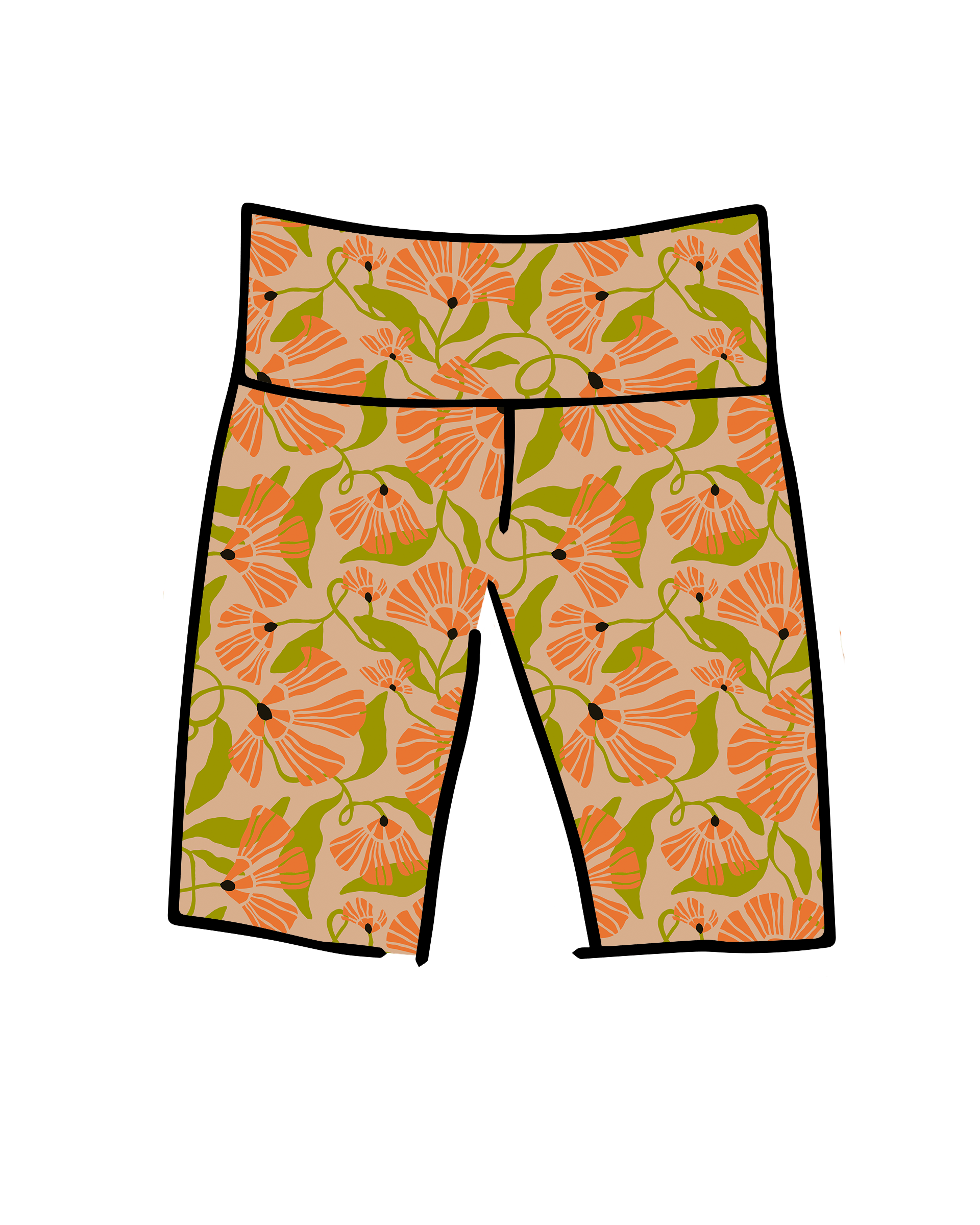 High Rise Bike Shorts Secret Garden