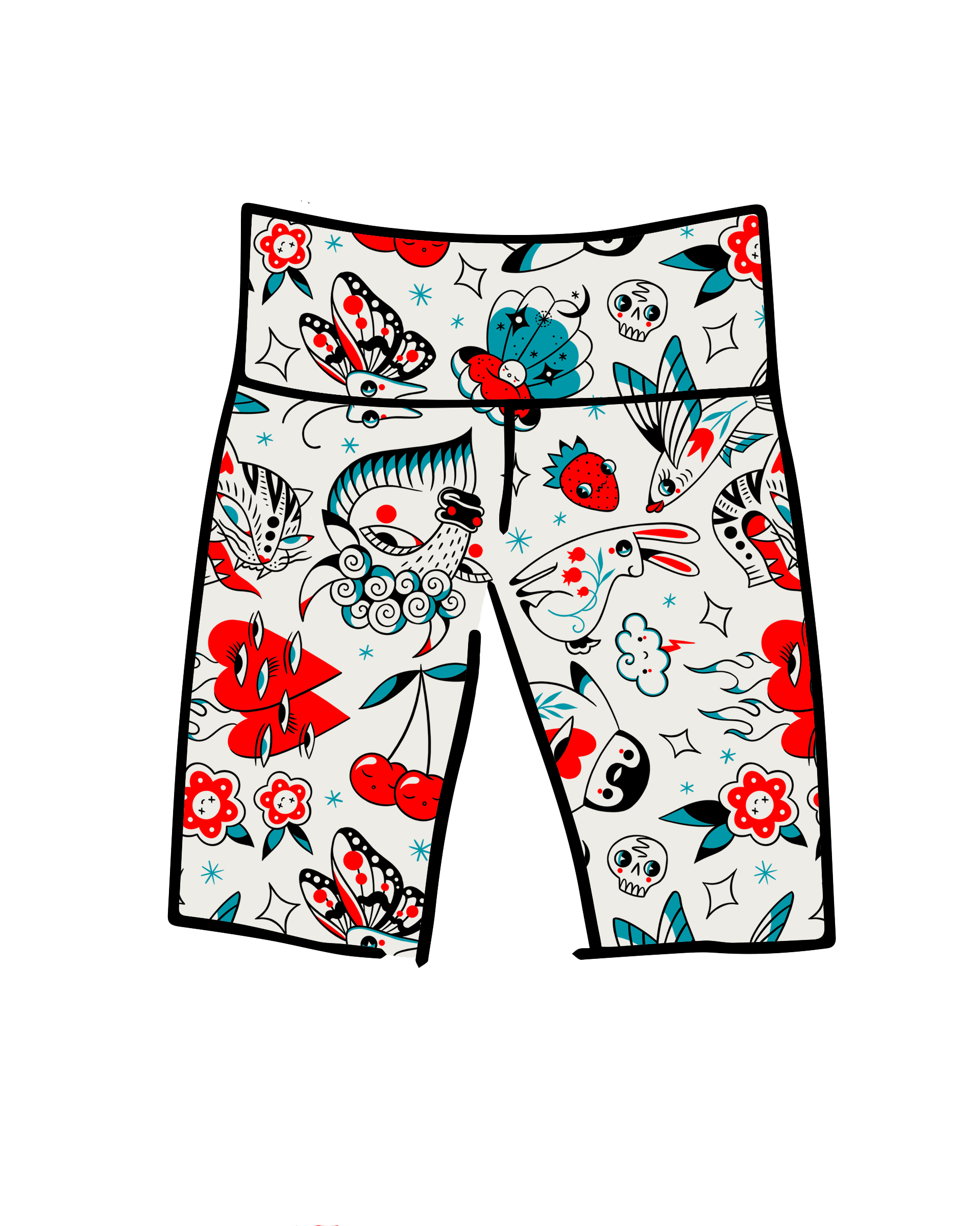 High Rise Bike Shorts Inked Up