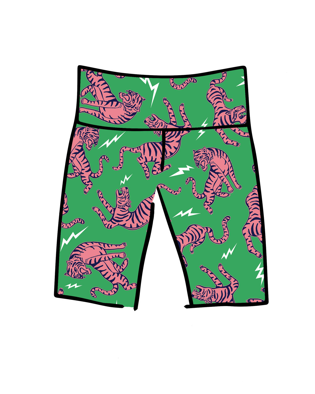 High Rise Bike Shorts Electric Tiger