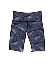 High Rise Bike Shorts Whale, Whale, Whale