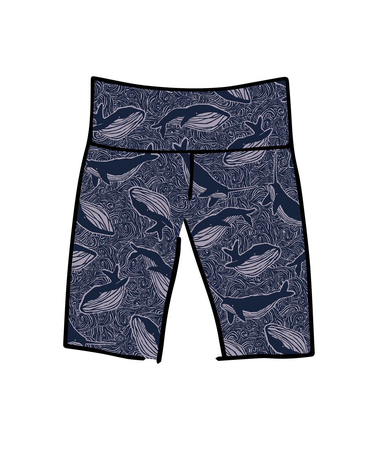 High Rise Bike Shorts Whale, Whale, Whale