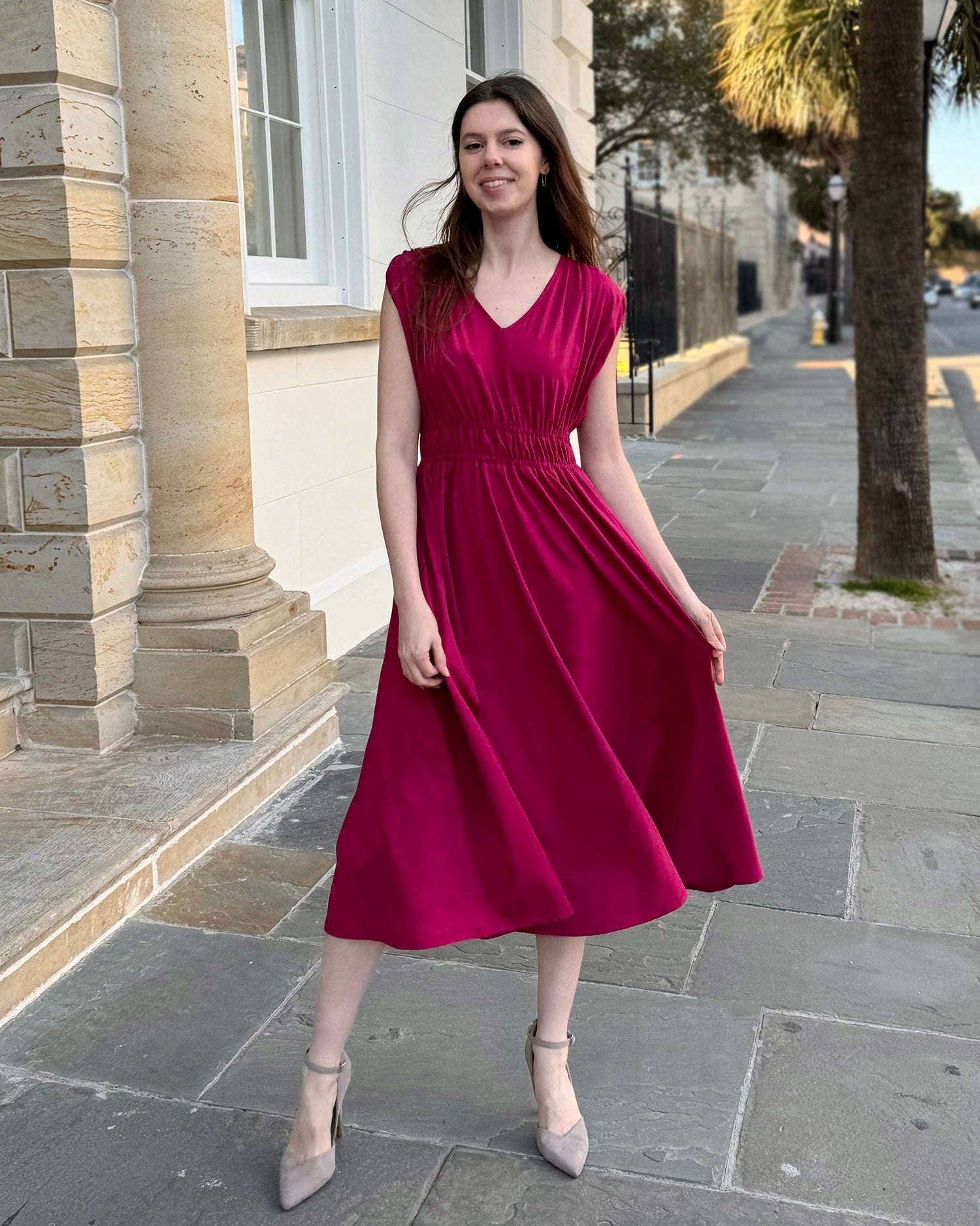HAMPTON dress in Garnet Pink