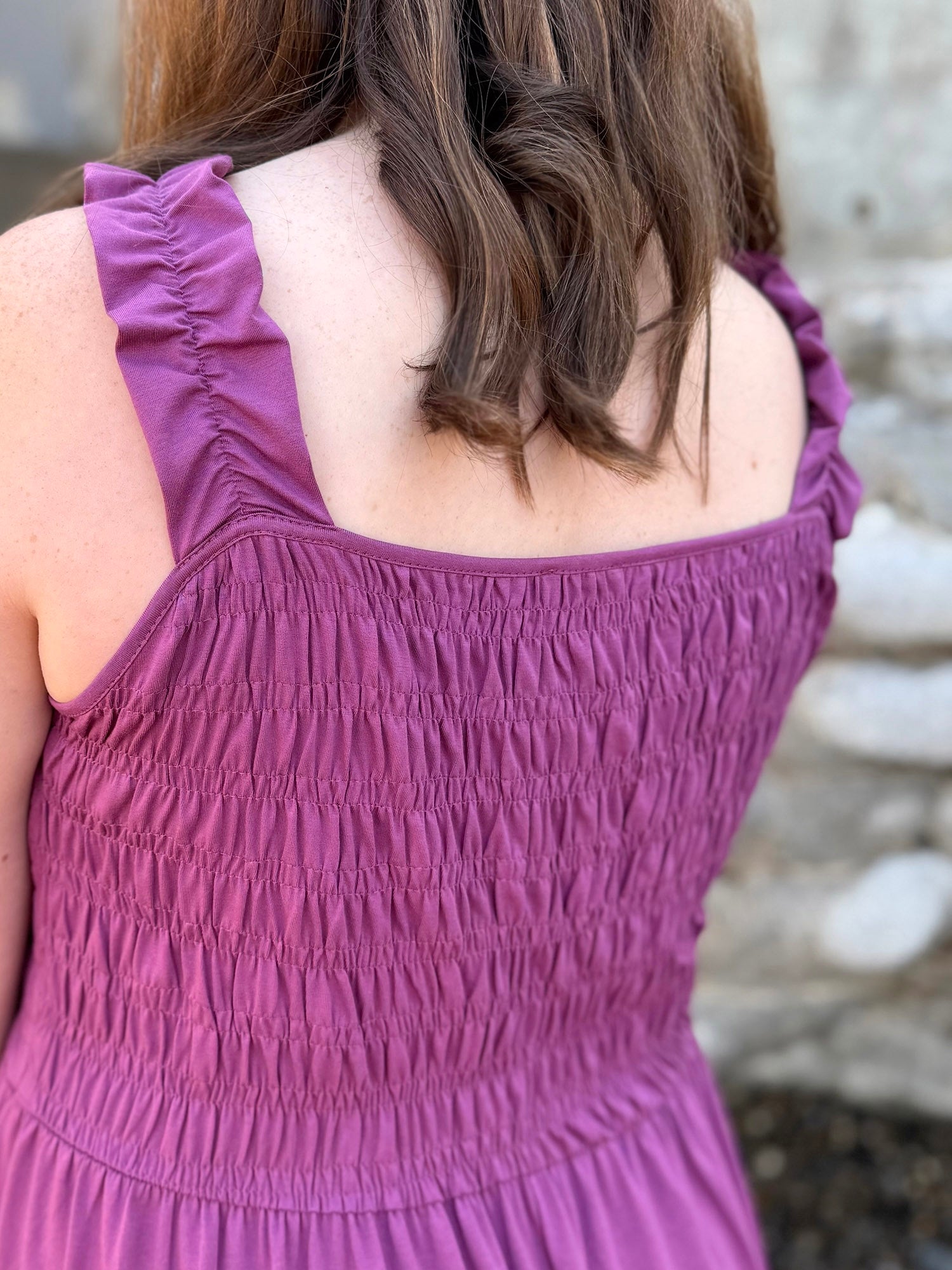 ARTESIA smocked dress in Deep Lilac