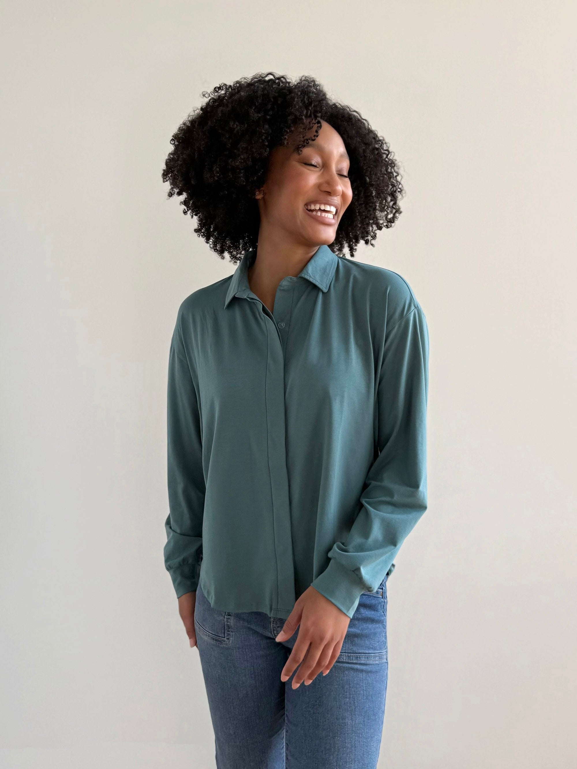 LINDSEY blouse in Dark Aqua