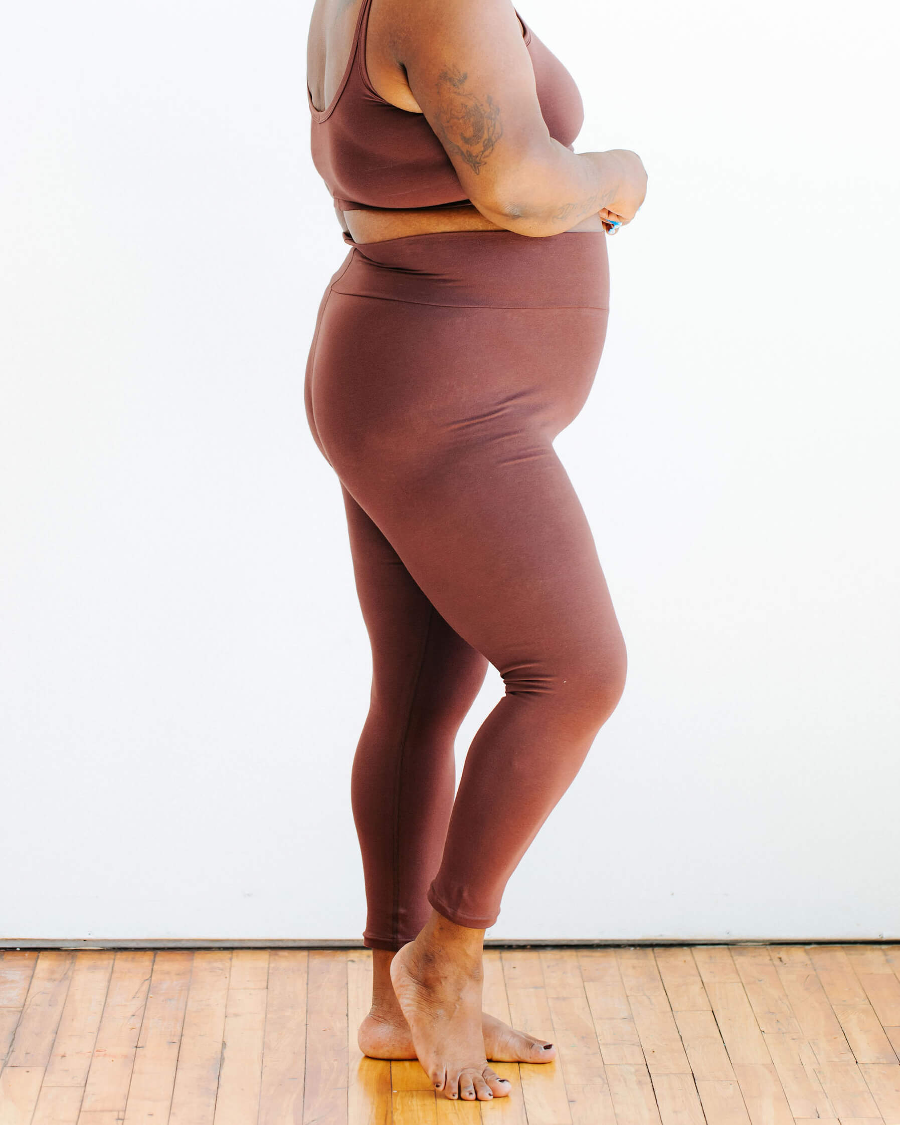 High Rise Ankle Leggings Chestnut