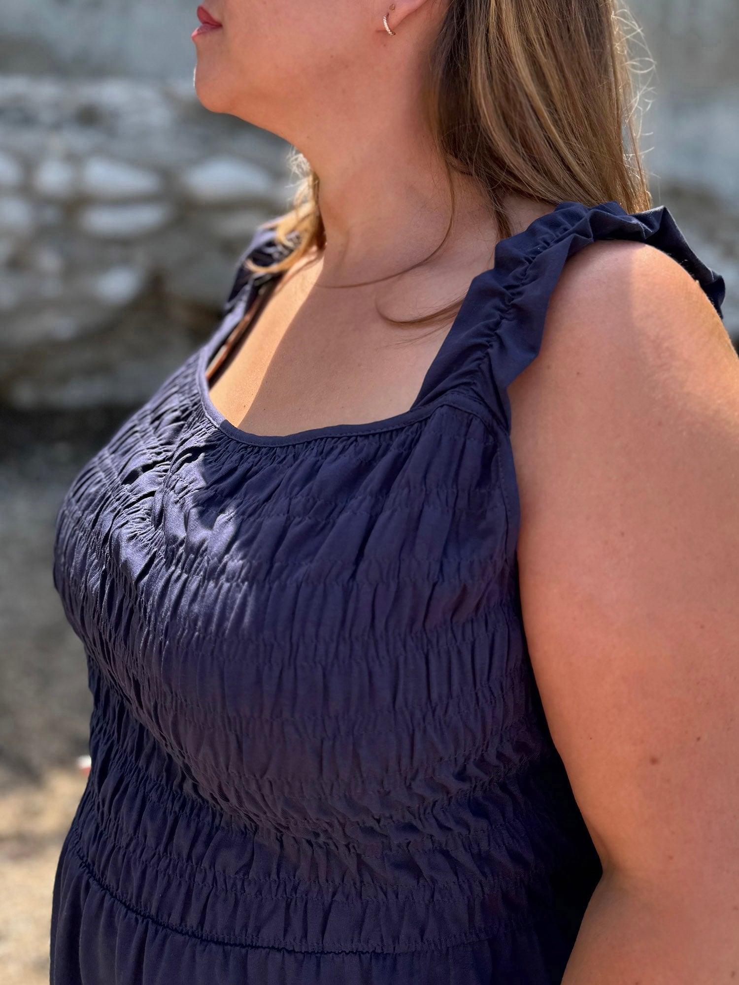 ARTESIA smocked dress in Navy