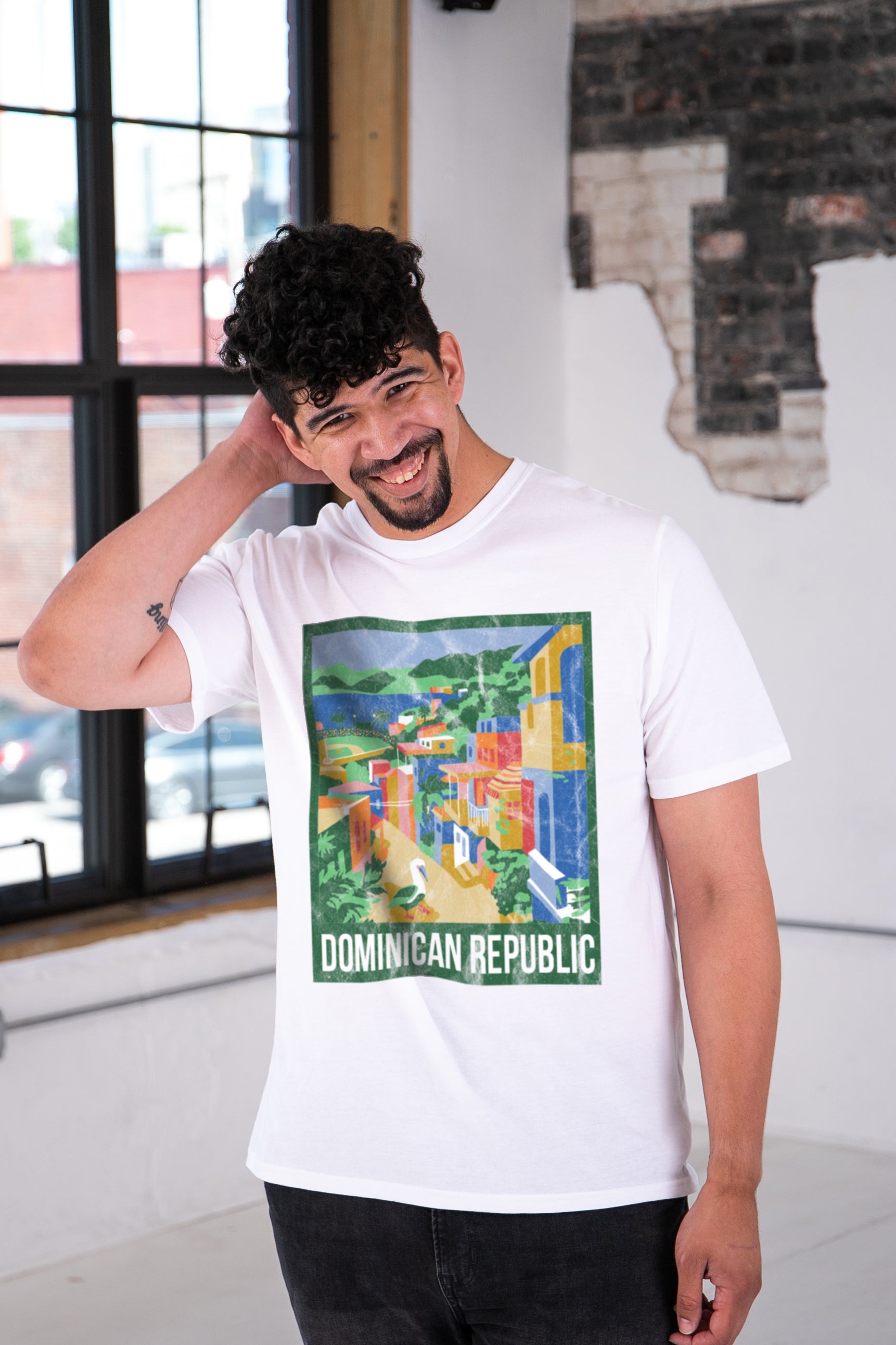 Dominican Republic Travel Poster Unisex Premium Cotton Tee