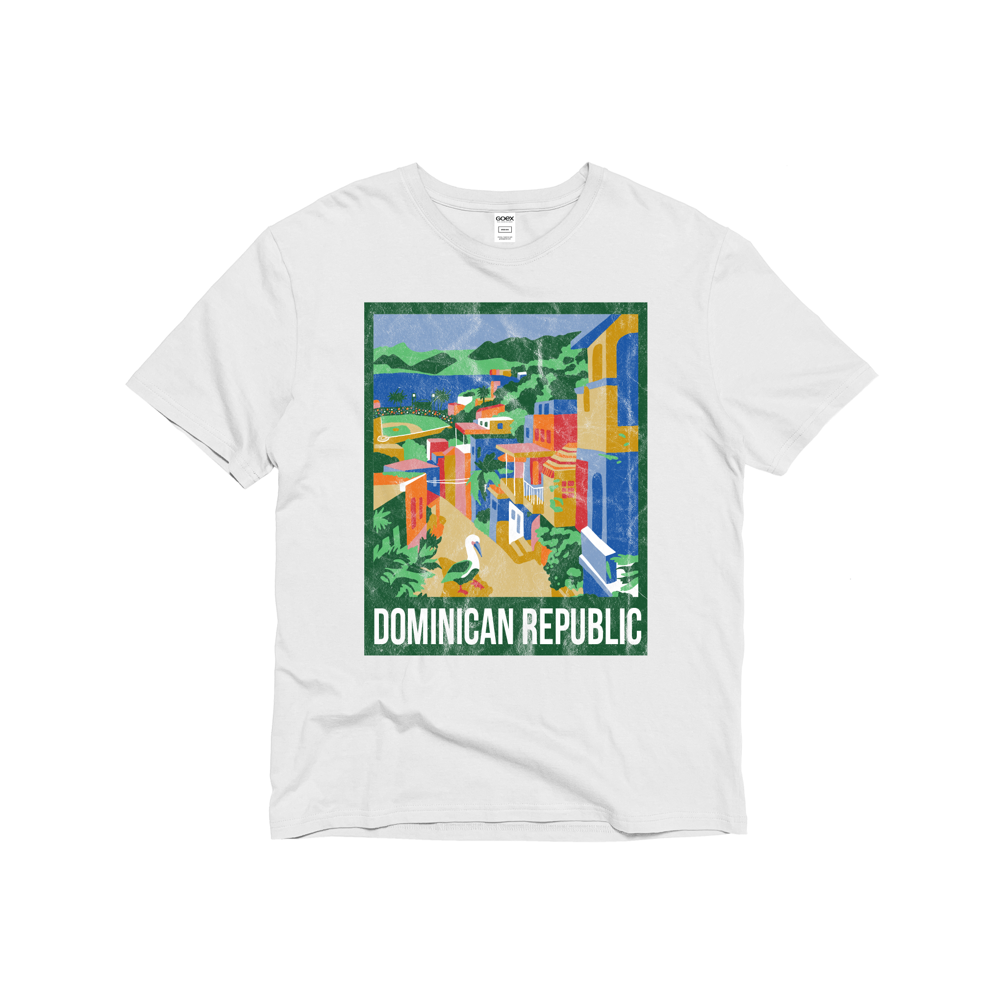 Dominican Republic Travel Poster Unisex Premium Cotton Tee