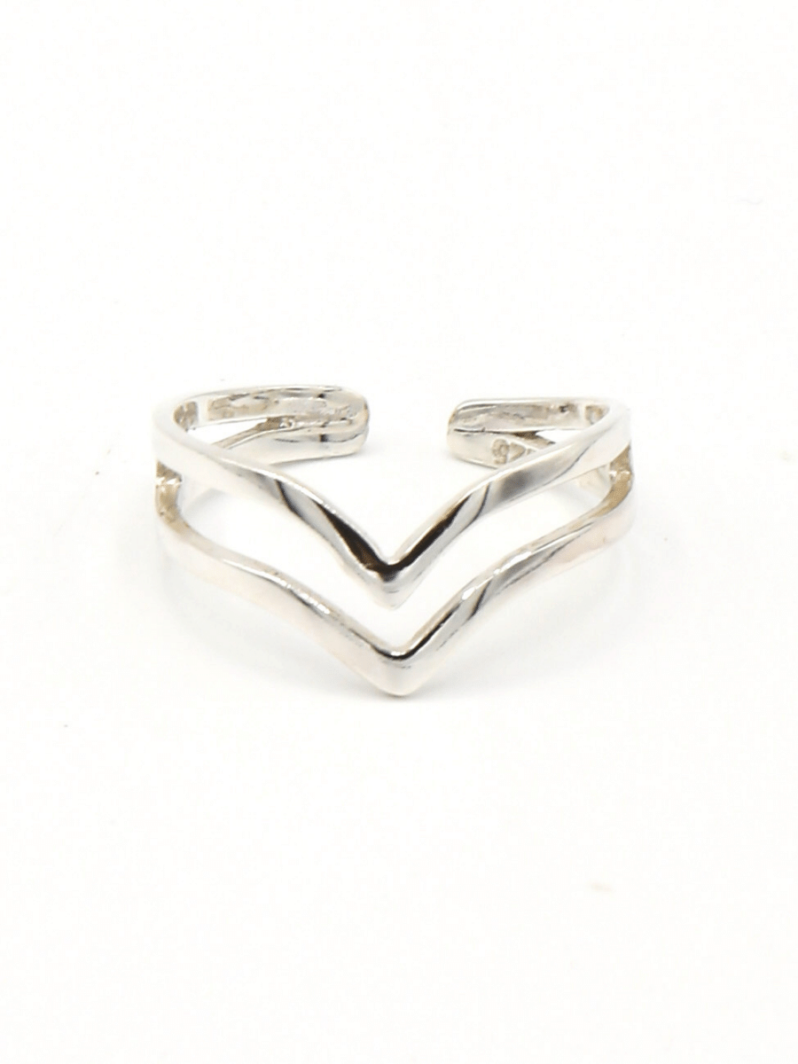 Double V Sterling Silver Ring