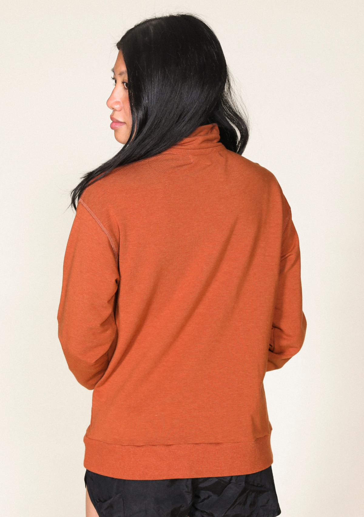 Frances Zip Collar Sweatshirt - Rust - FINAL SALE