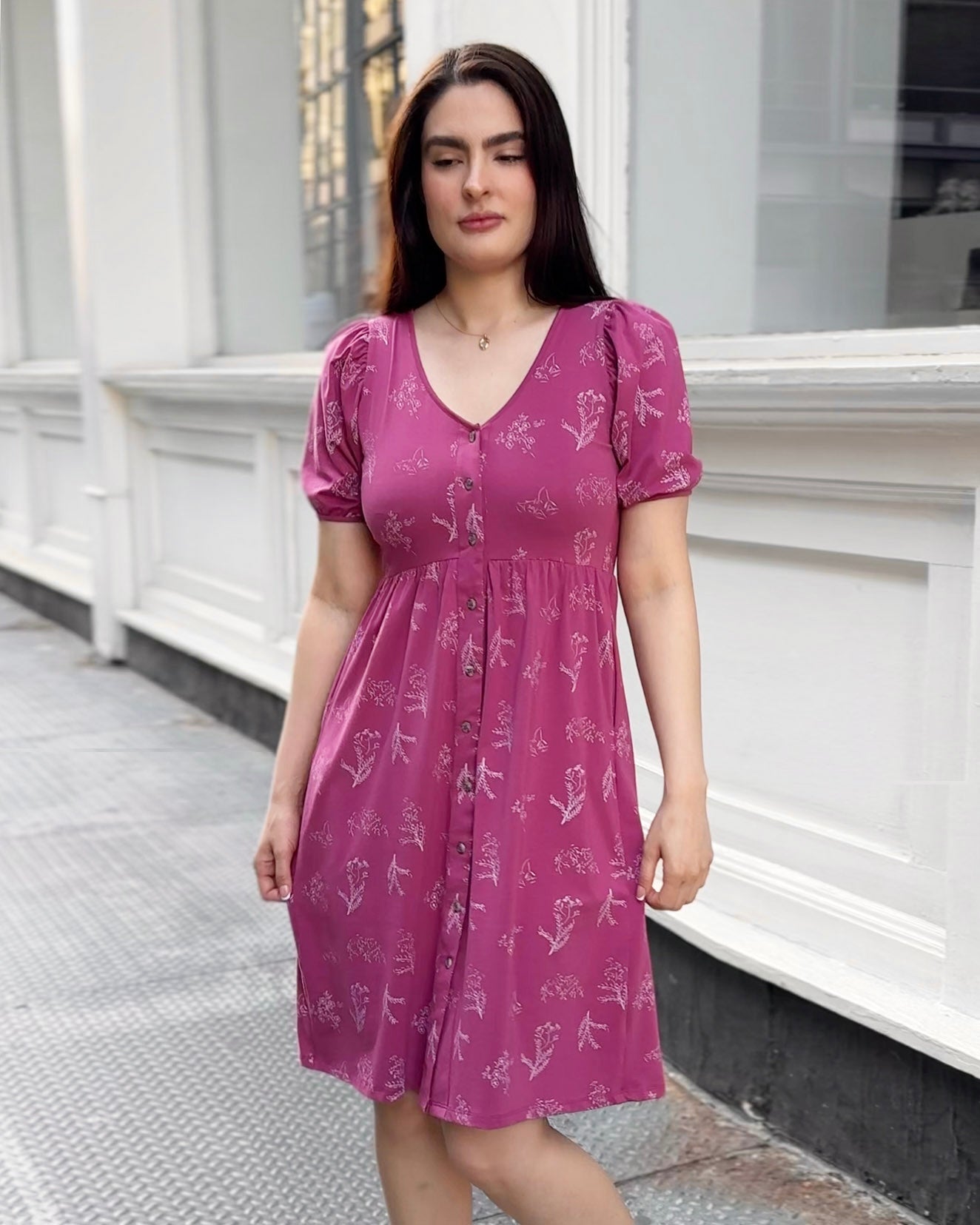 LOTTIE printed dress in Mauve Berry/White