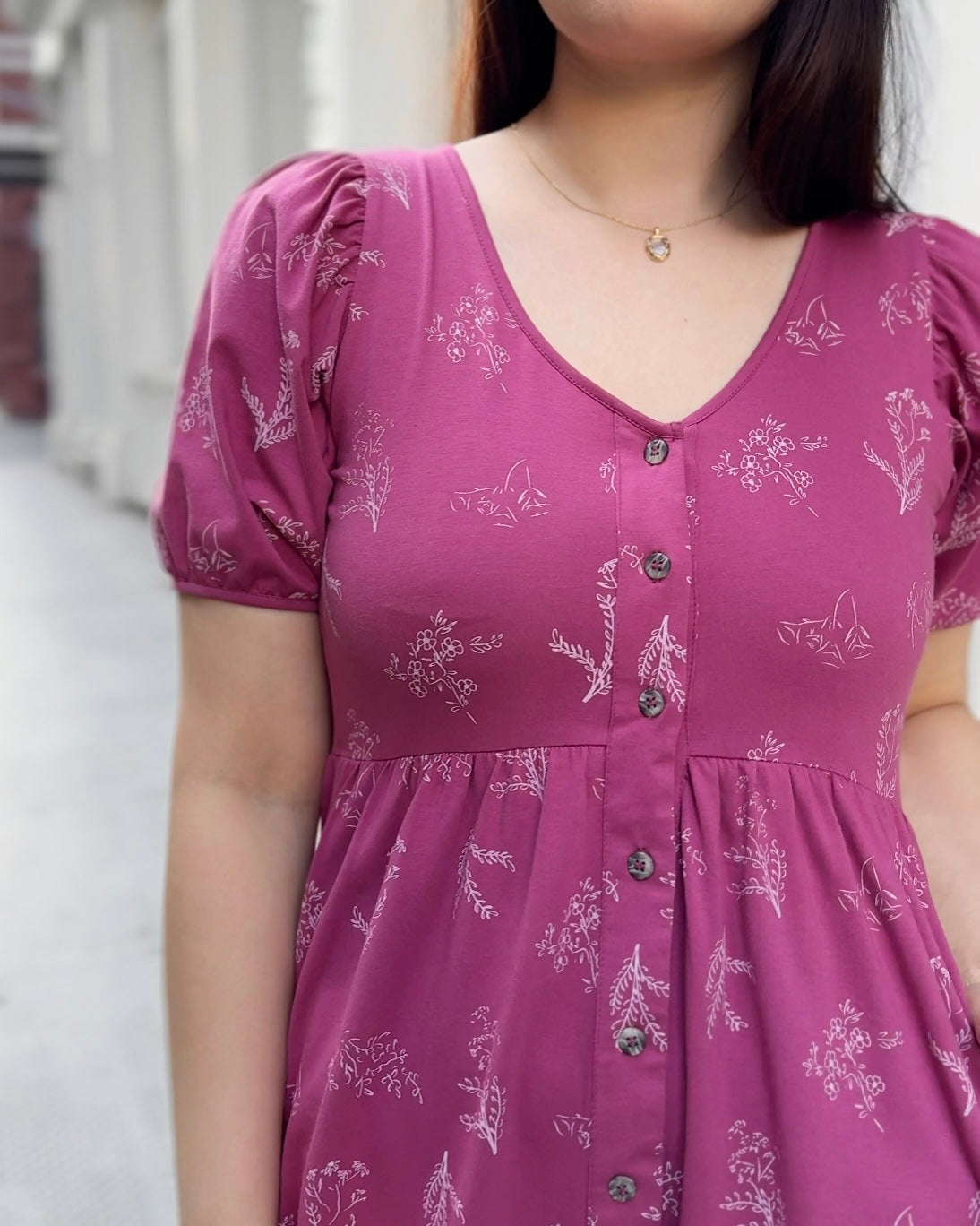 LOTTIE printed dress in Mauve Berry/White
