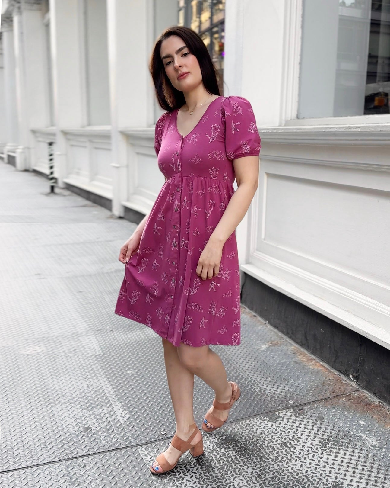 LOTTIE printed dress in Mauve Berry/White