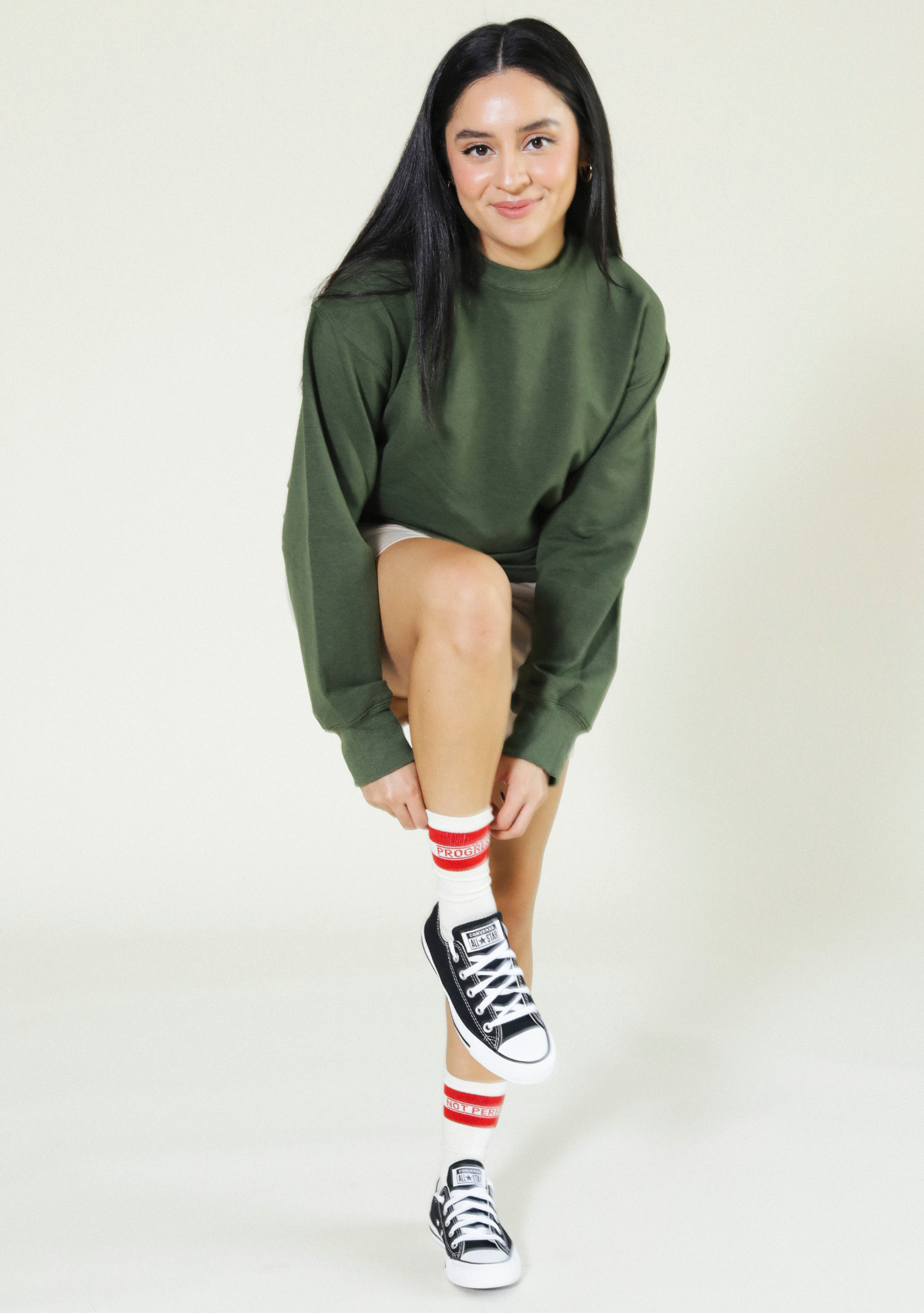 Gabbie Oversized Crew Sweatshirt - Pine - FINAL SALE