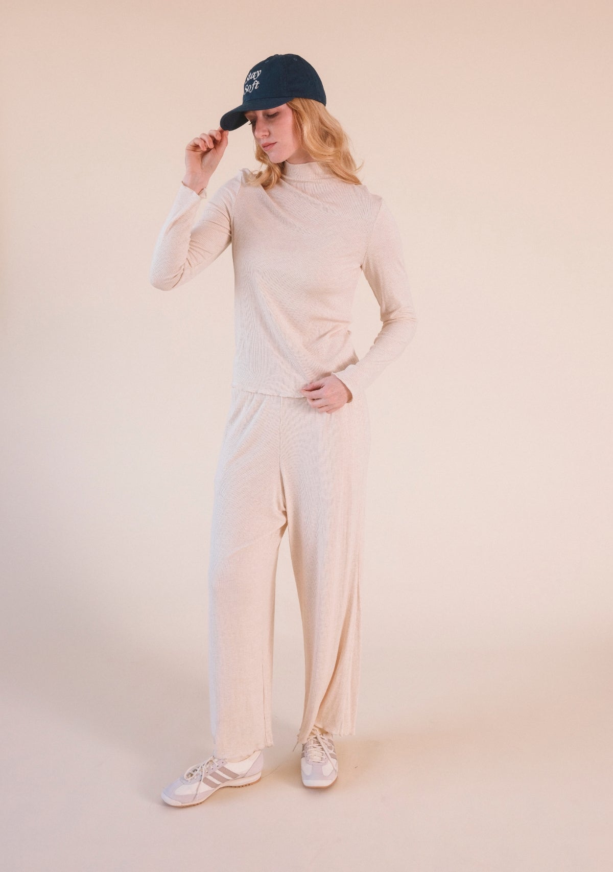 Hedy Ribbed Modal Lounge Pant- Heather Almond
