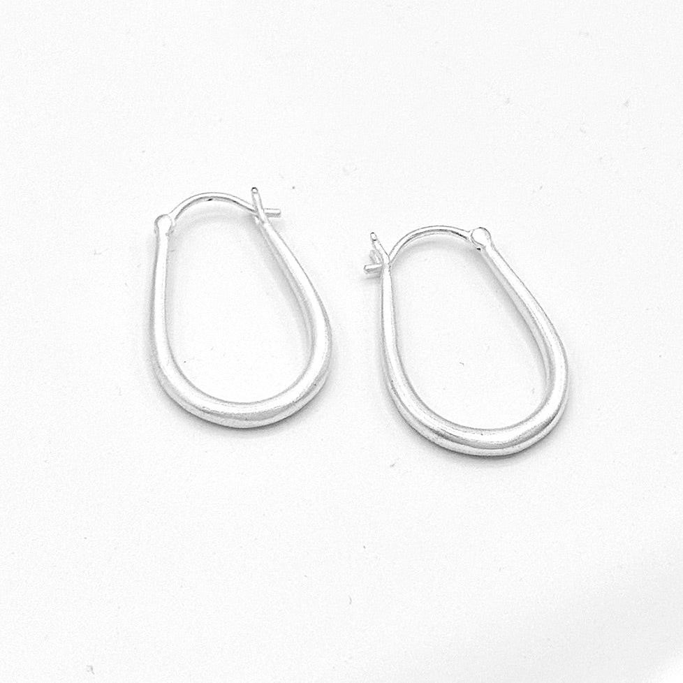 Ellipse Hoop Earrings - Silver