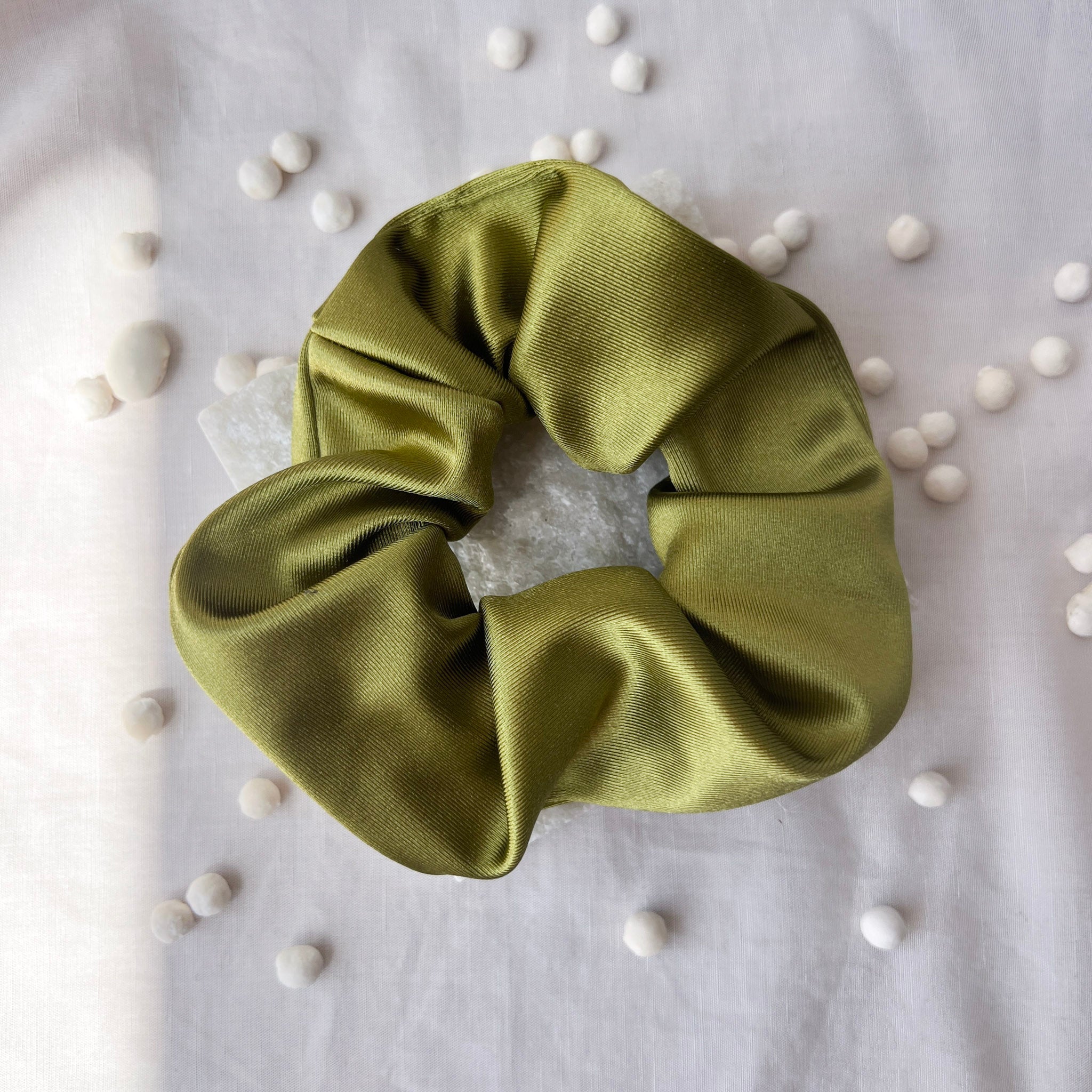 Lime Satin Scrunchie