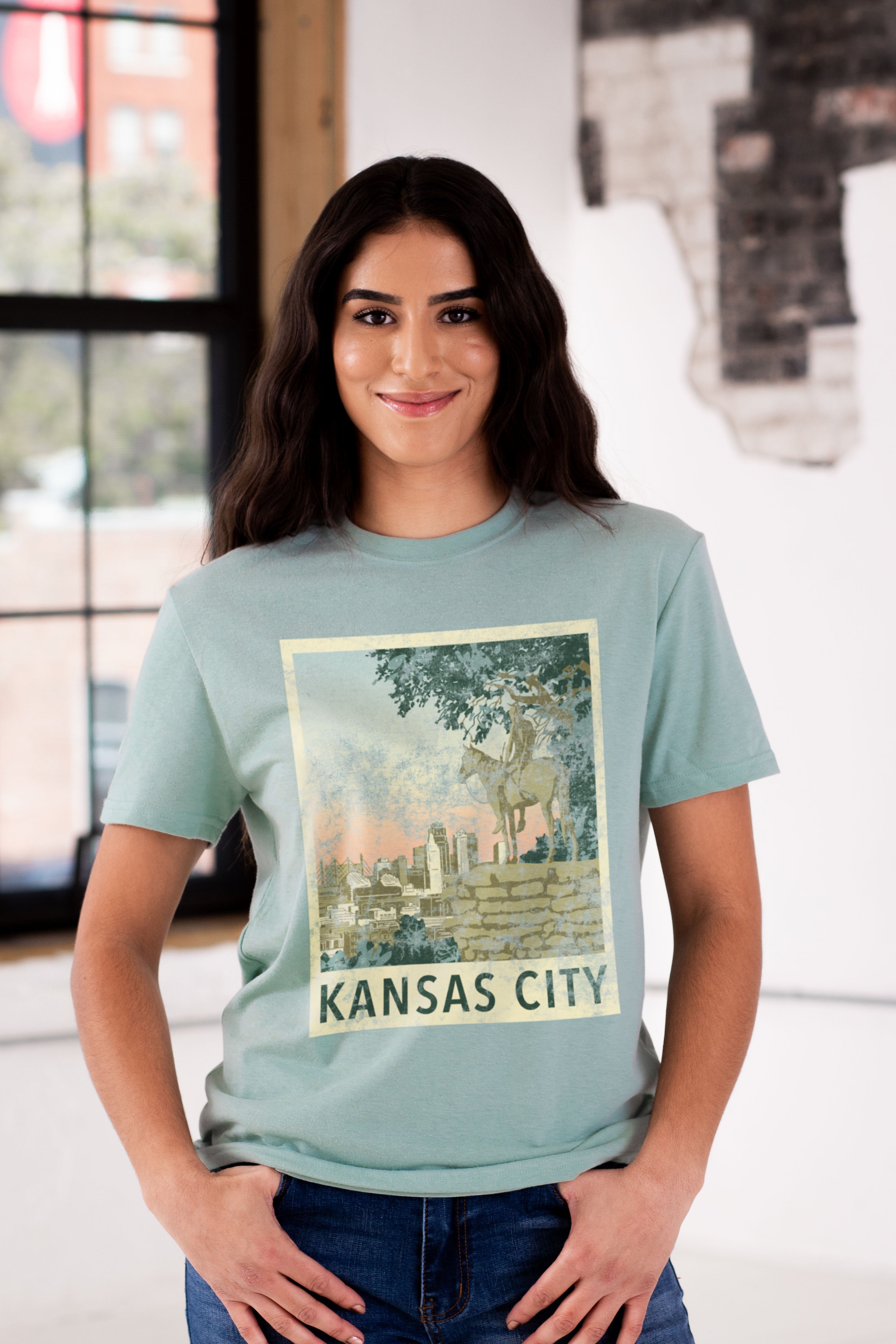 Kansas City Travel Poster Unisex Eco-Triblend Tee