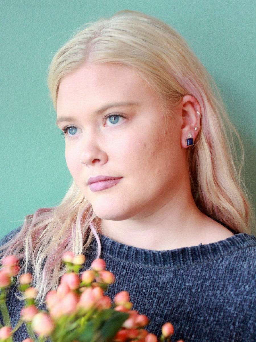 Lapis Squared Studs