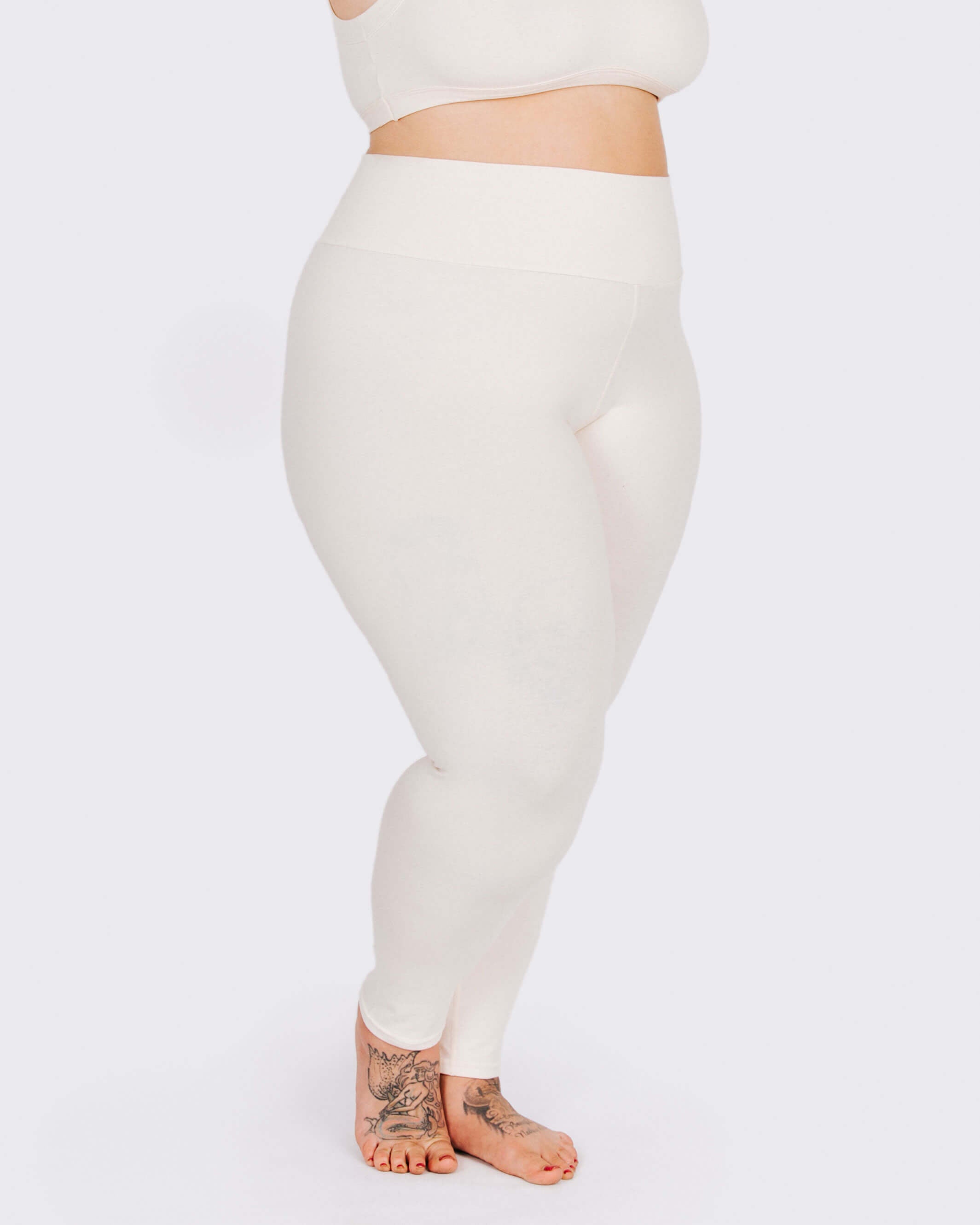 High Rise Ankle Leggings Plain Vanilla