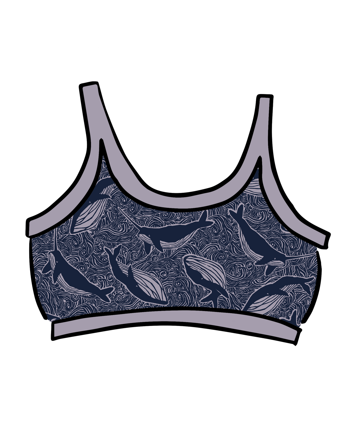 Longline Bra Whale, Whale, Whale