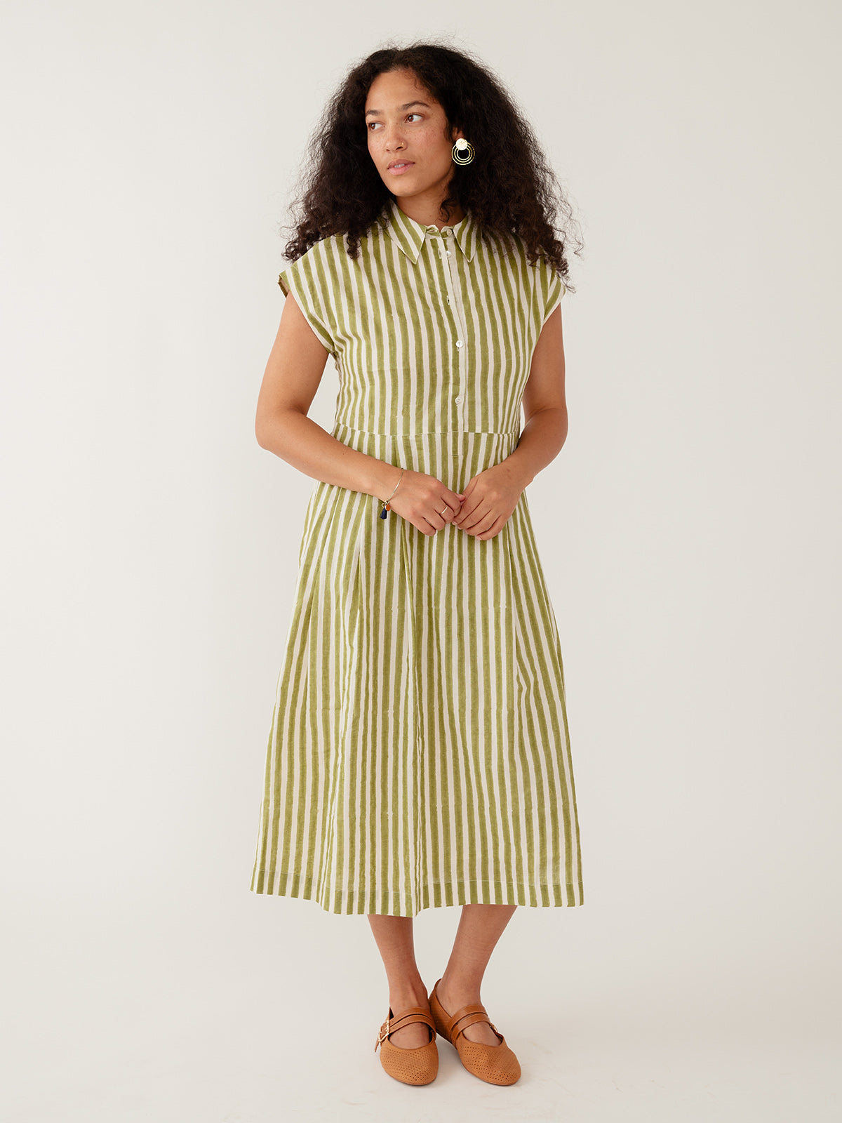 Emily Dress - Green Stripe