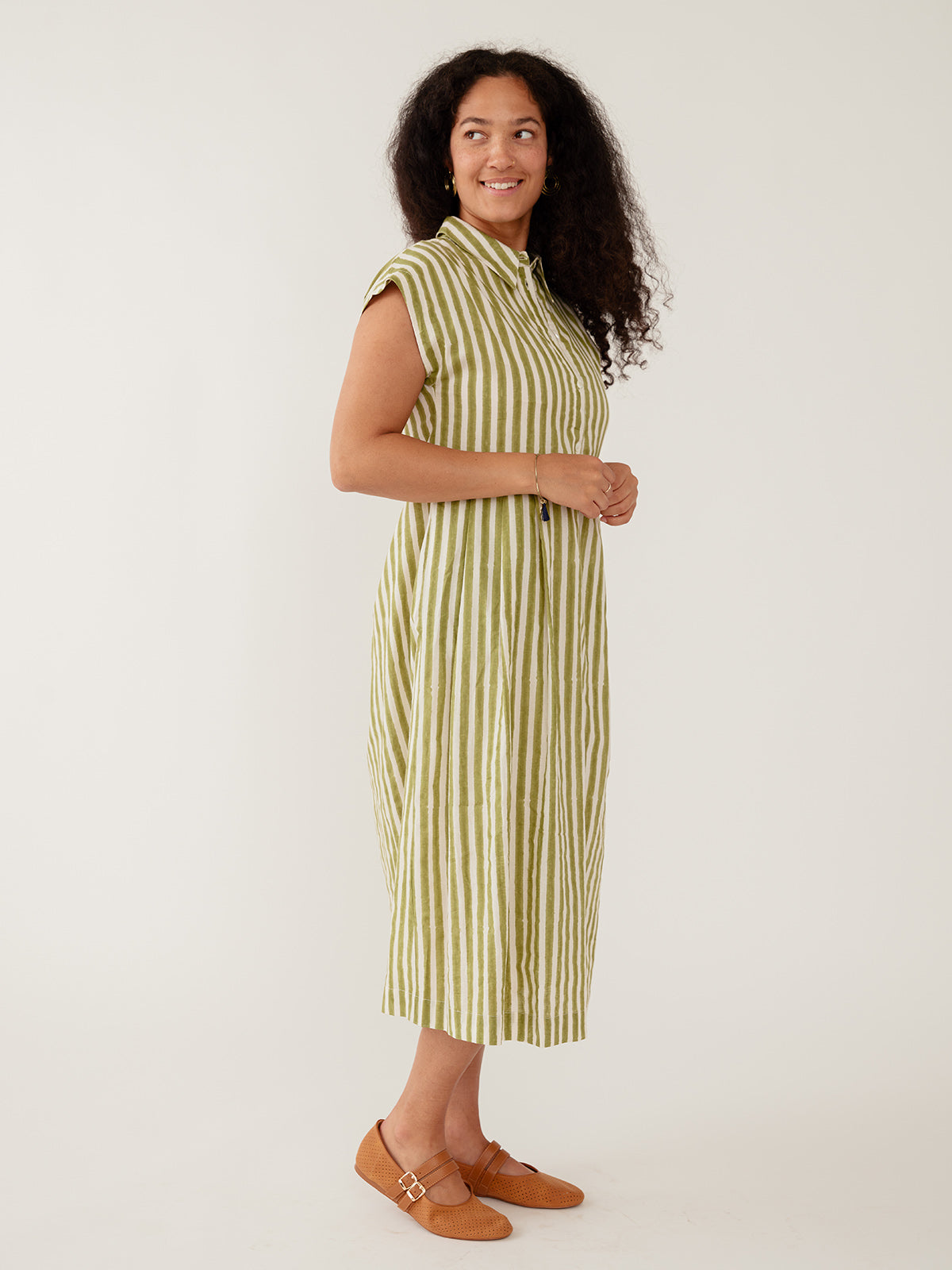 Emily Dress - Green Stripe