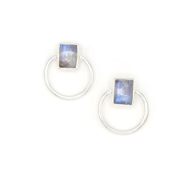 Midnight Loop Studs - Moonstone