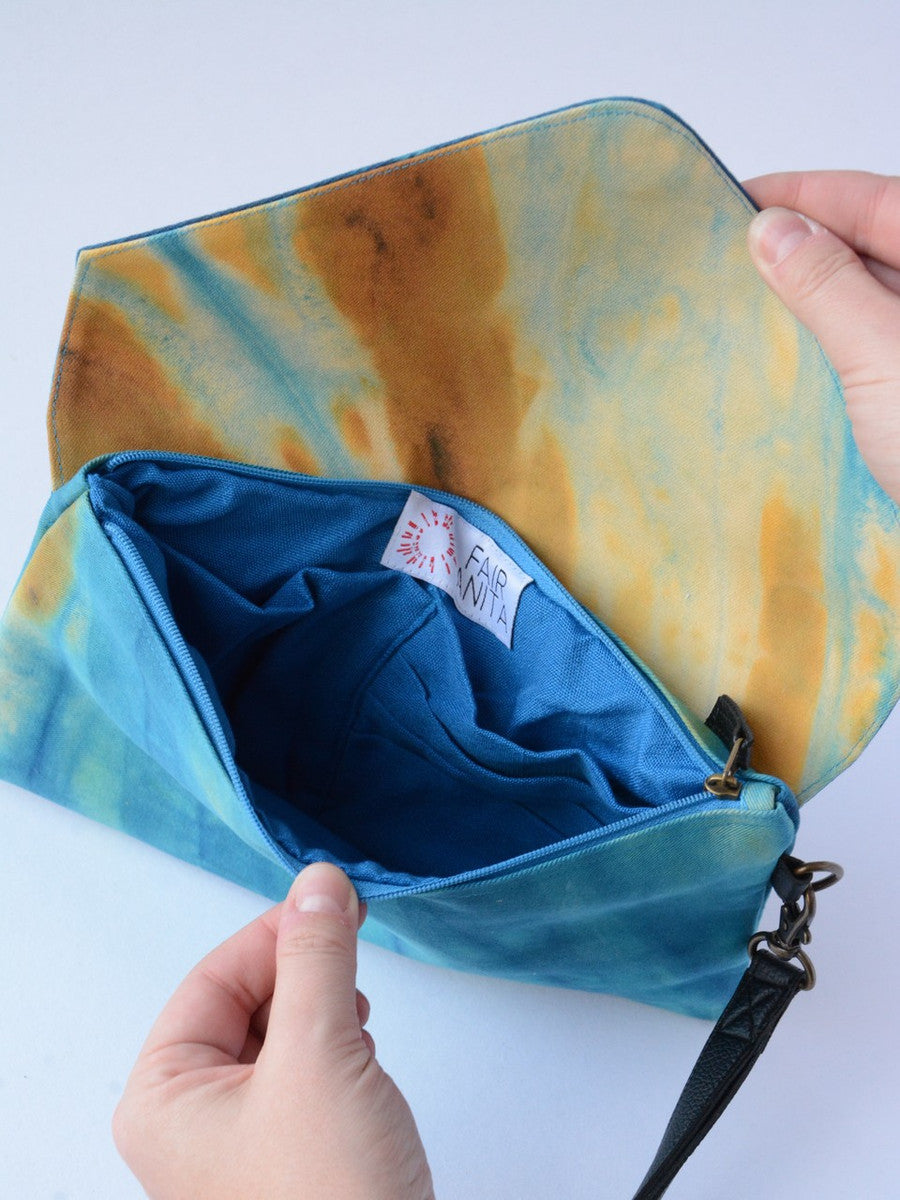 Ocean Waves Tie Dye Clutch