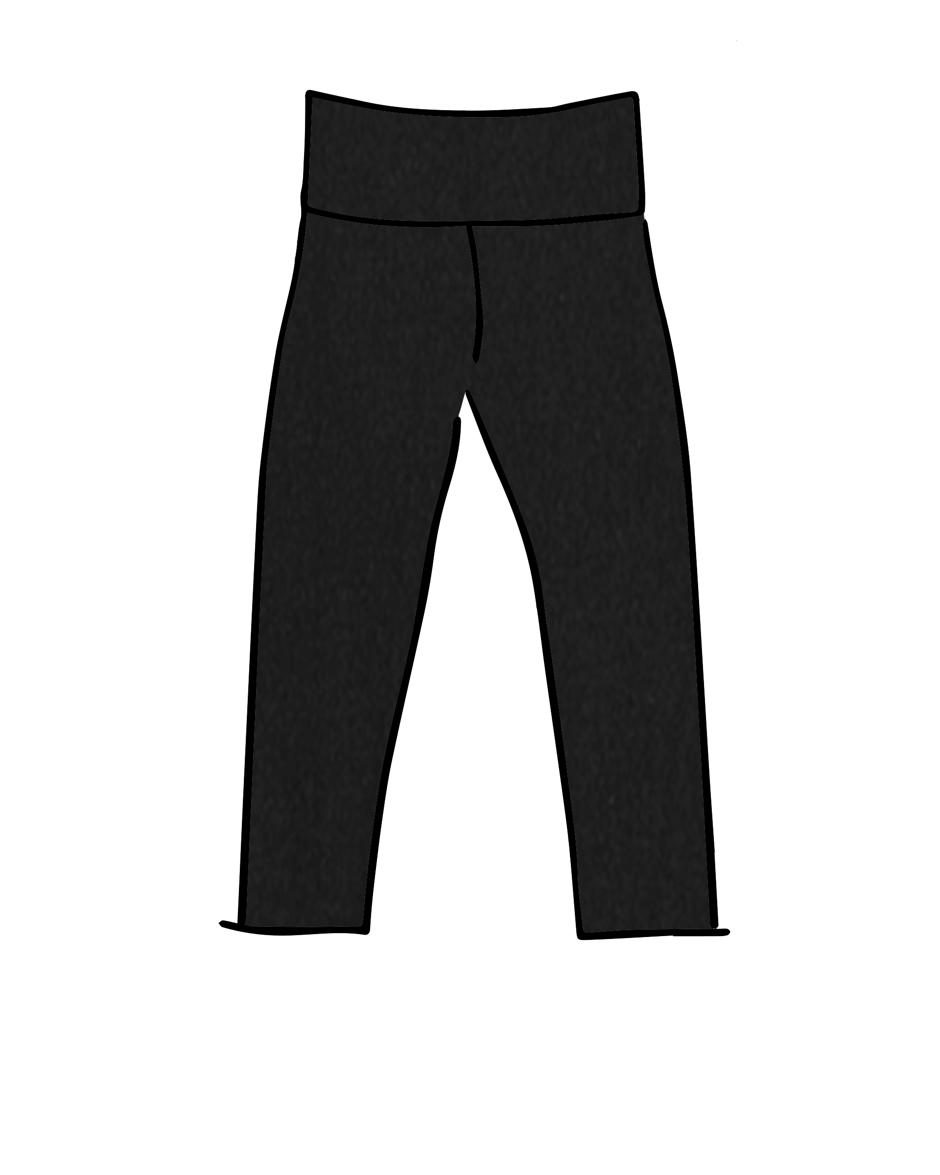 High Rise 3/4 Length Leggings Plain Black