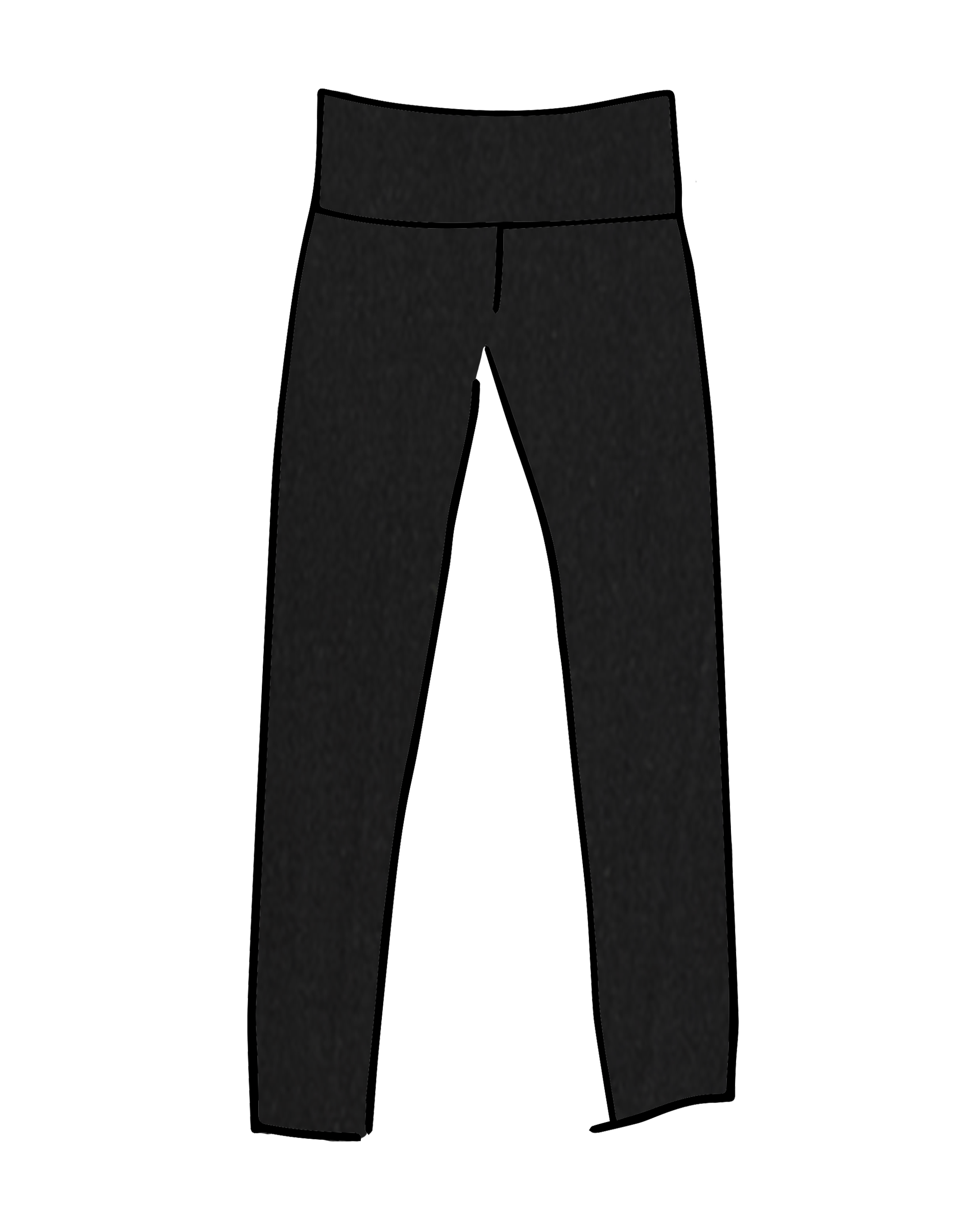 High Rise Extra Long Leggings Plain Black