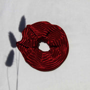 Ribbed Bordeaux Satin Scrunchie