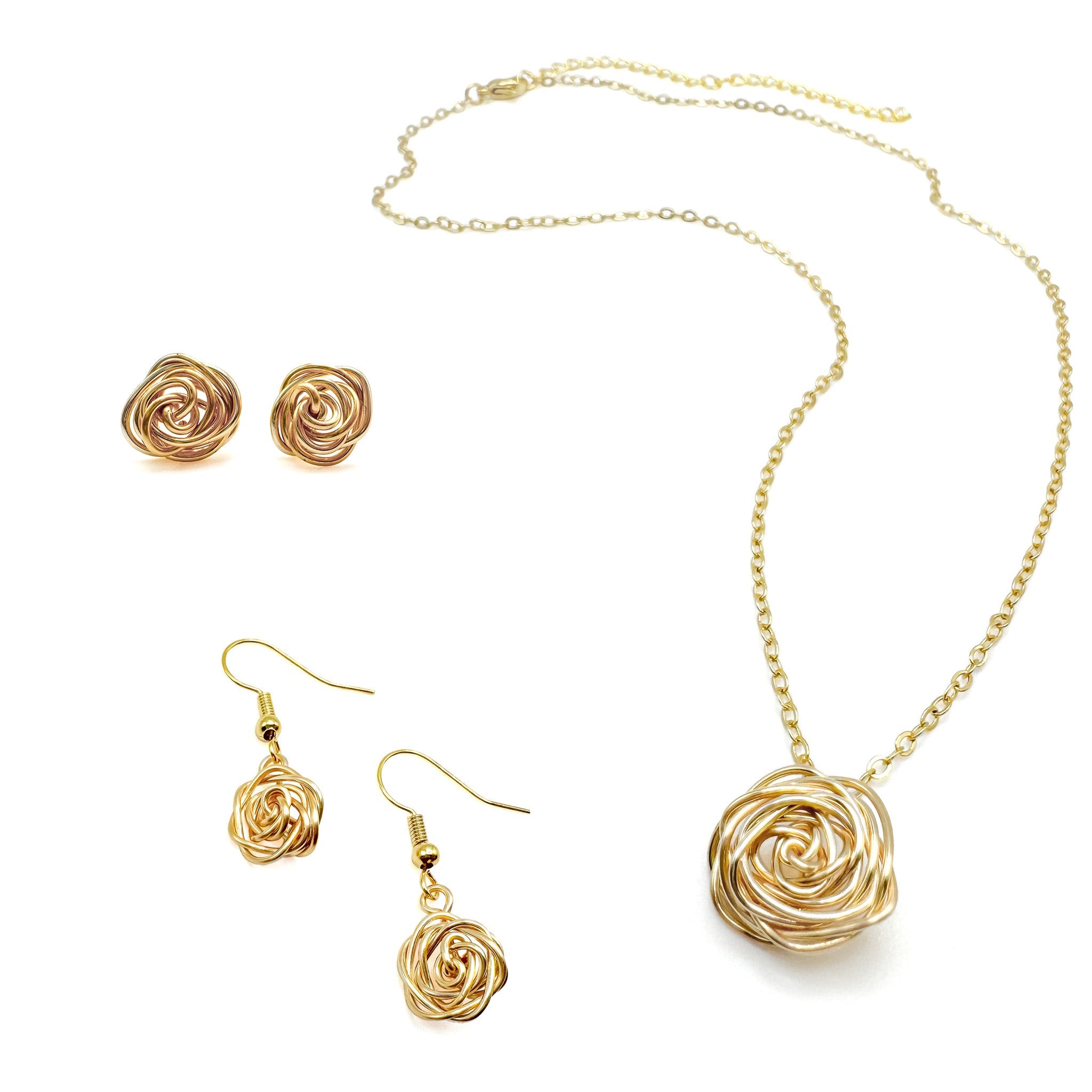 Rosette gold earrings