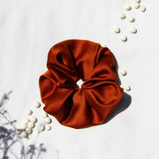Upcycled Rust Satin Scrunchie