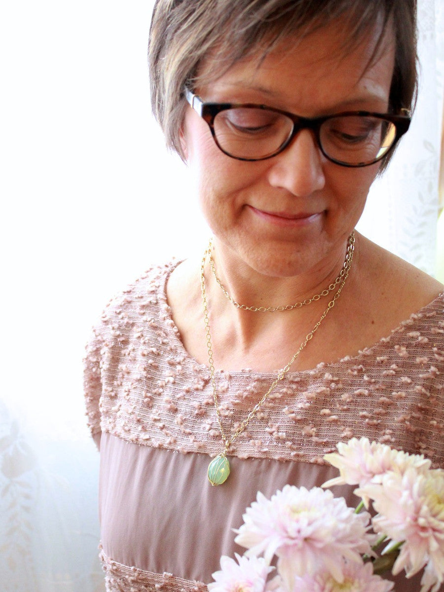 Teal Wrap Stone Necklace