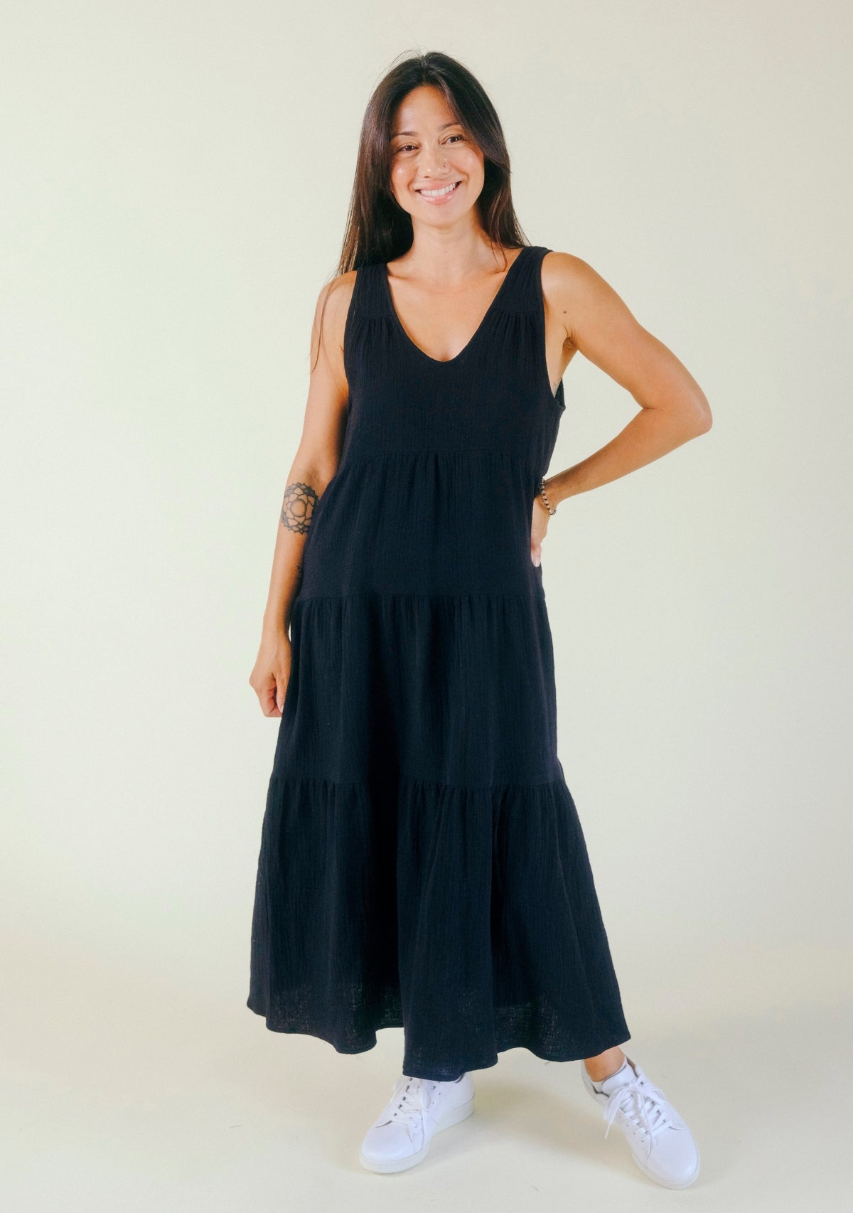 Teresa Tiered Tank Dress - Black