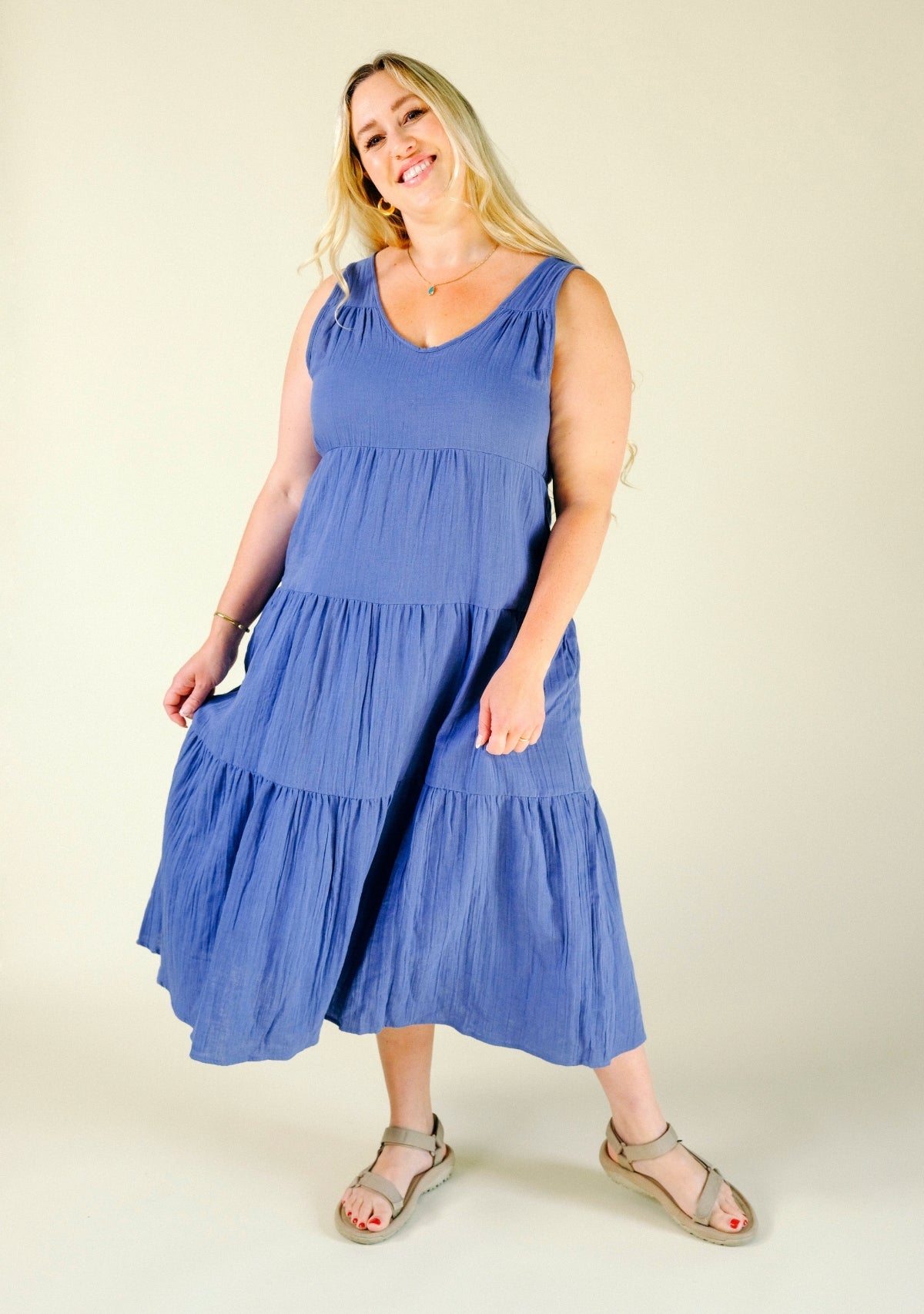 Teresa Tiered Tank Dress - Ocean