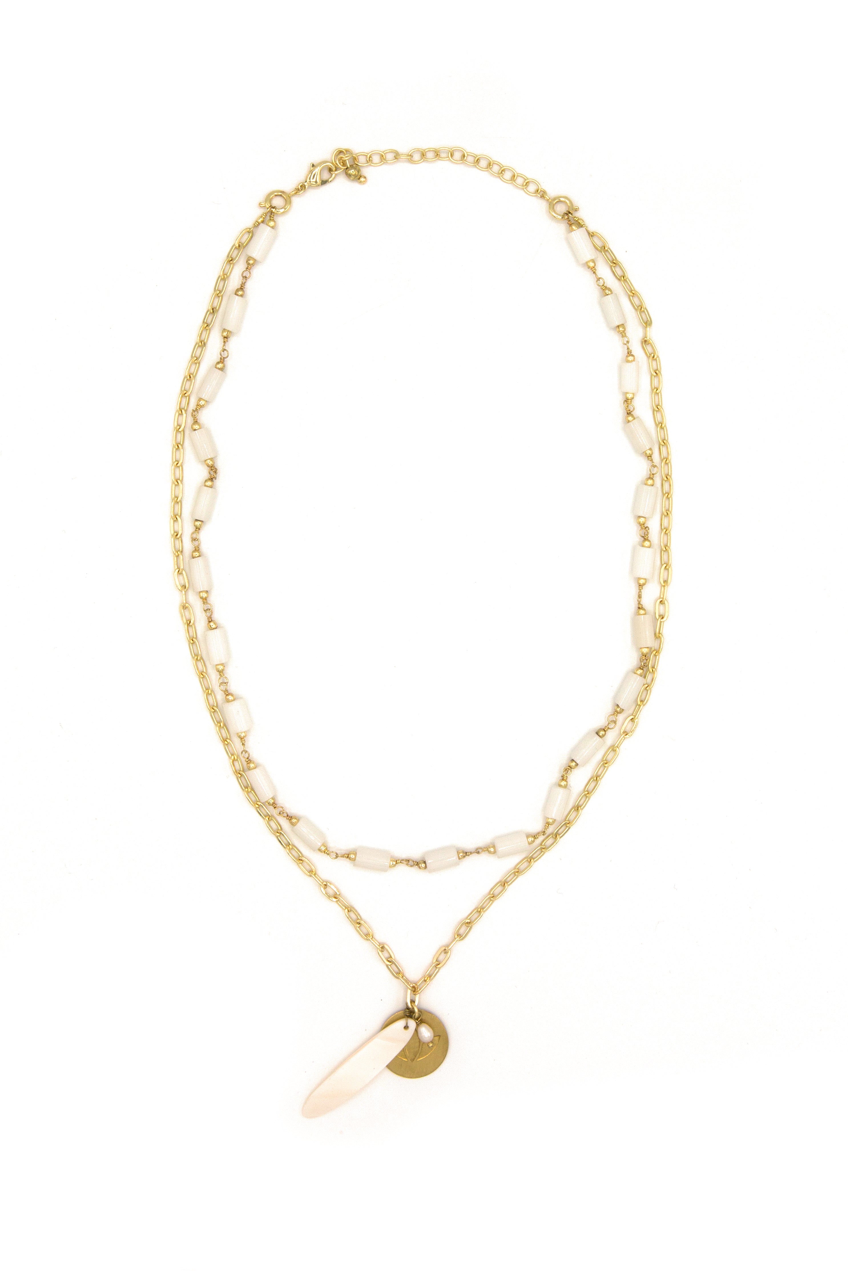 White Lotus Beaded Necklace