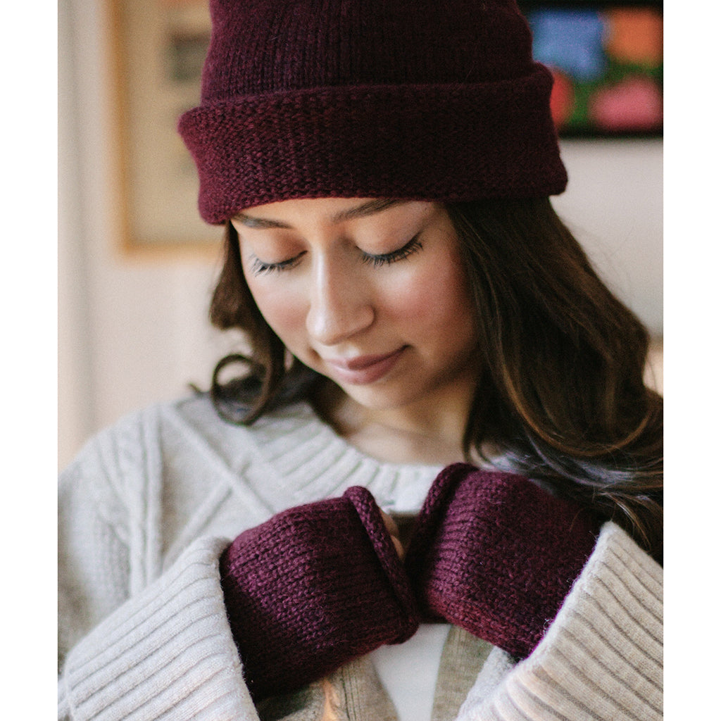 Wine Essential Knit Alpaca Beanie