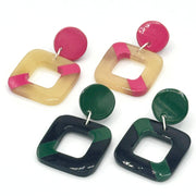 Check Box Horn Stud Earrings