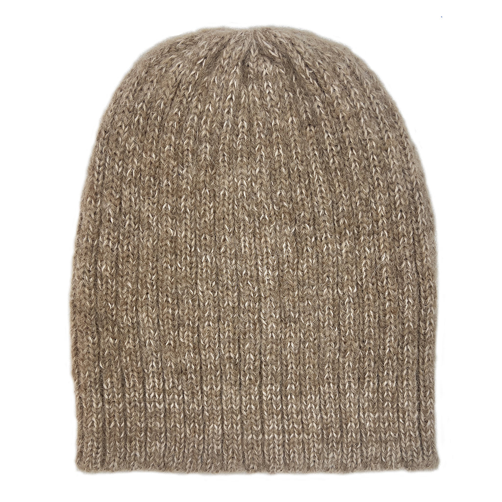 Oat Beige Ribbed Alpaca Beanie
