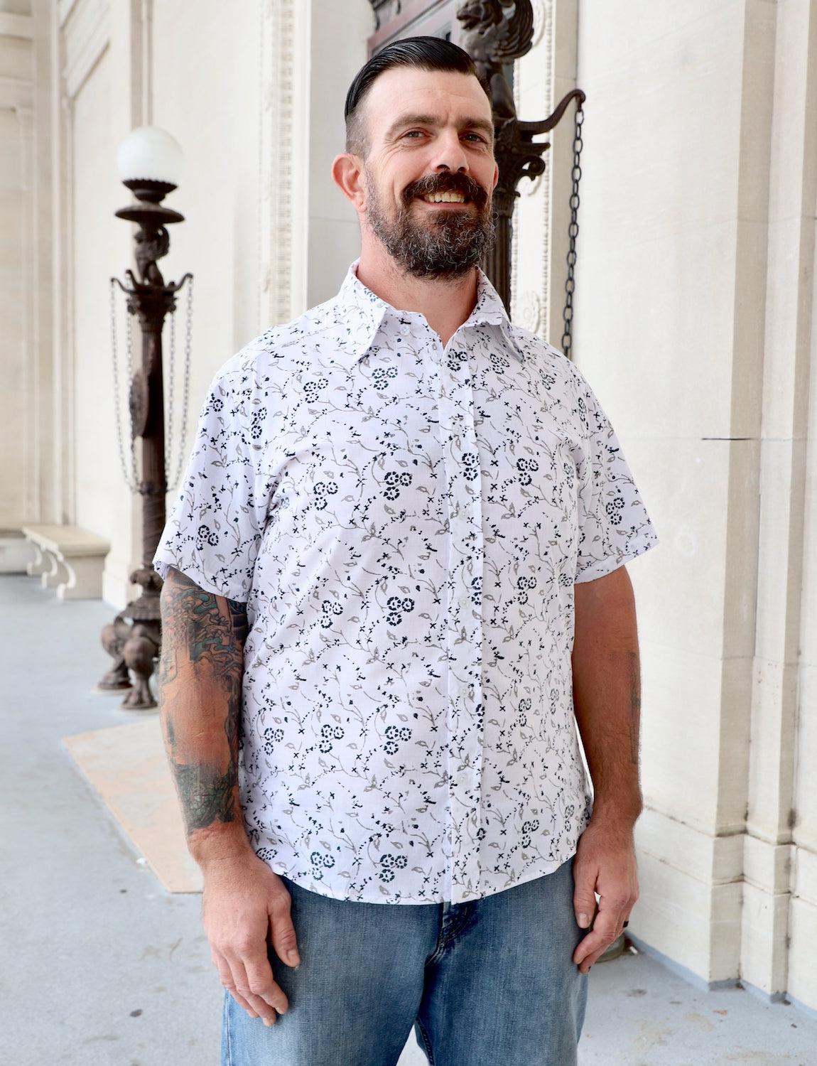 Blue Daisy Organic Cotton Men's Button Down Shirt