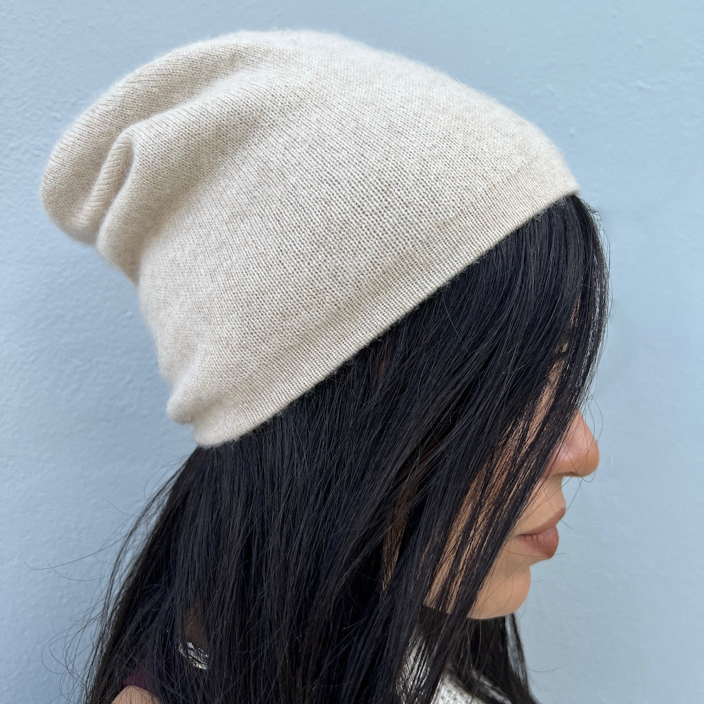 Coffee + Cream Reversible Cashmere Beanie