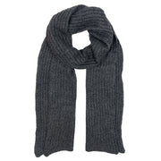 Graphite Ribbed Knit Cashmere Scarf