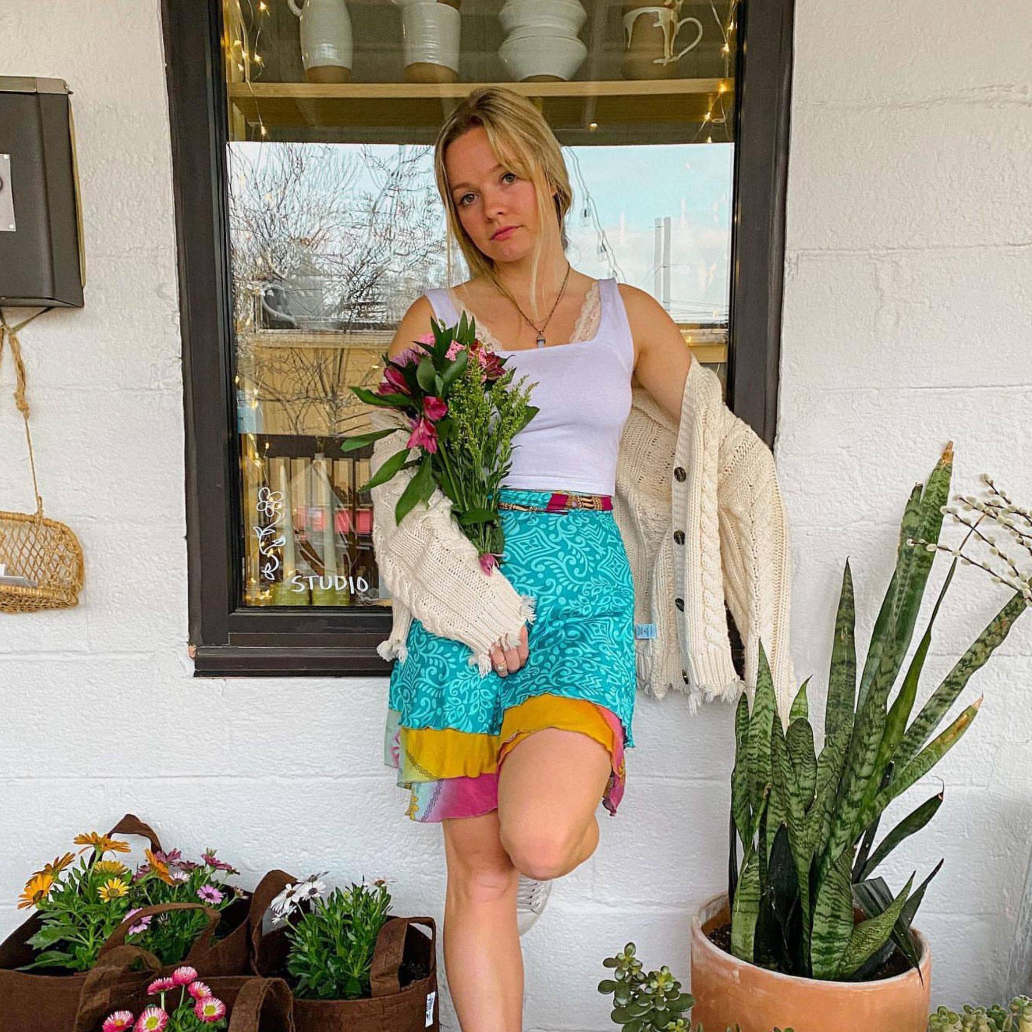 Knee-Length: "Mini" Sari Wrap Skirts