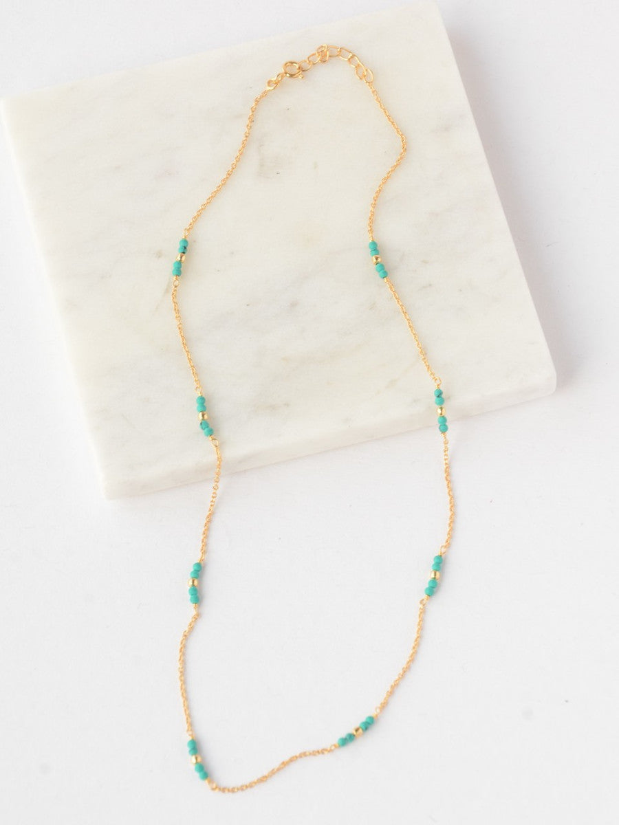 Delicate Turquoise Gold Necklace